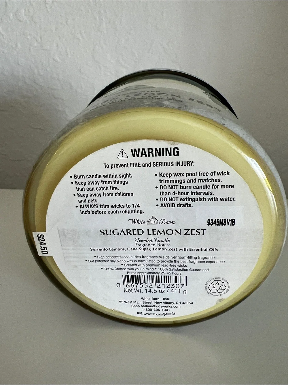 White Barn Sugared Lemon Zest Candle in Green and Yellow - Picture 2 of 4